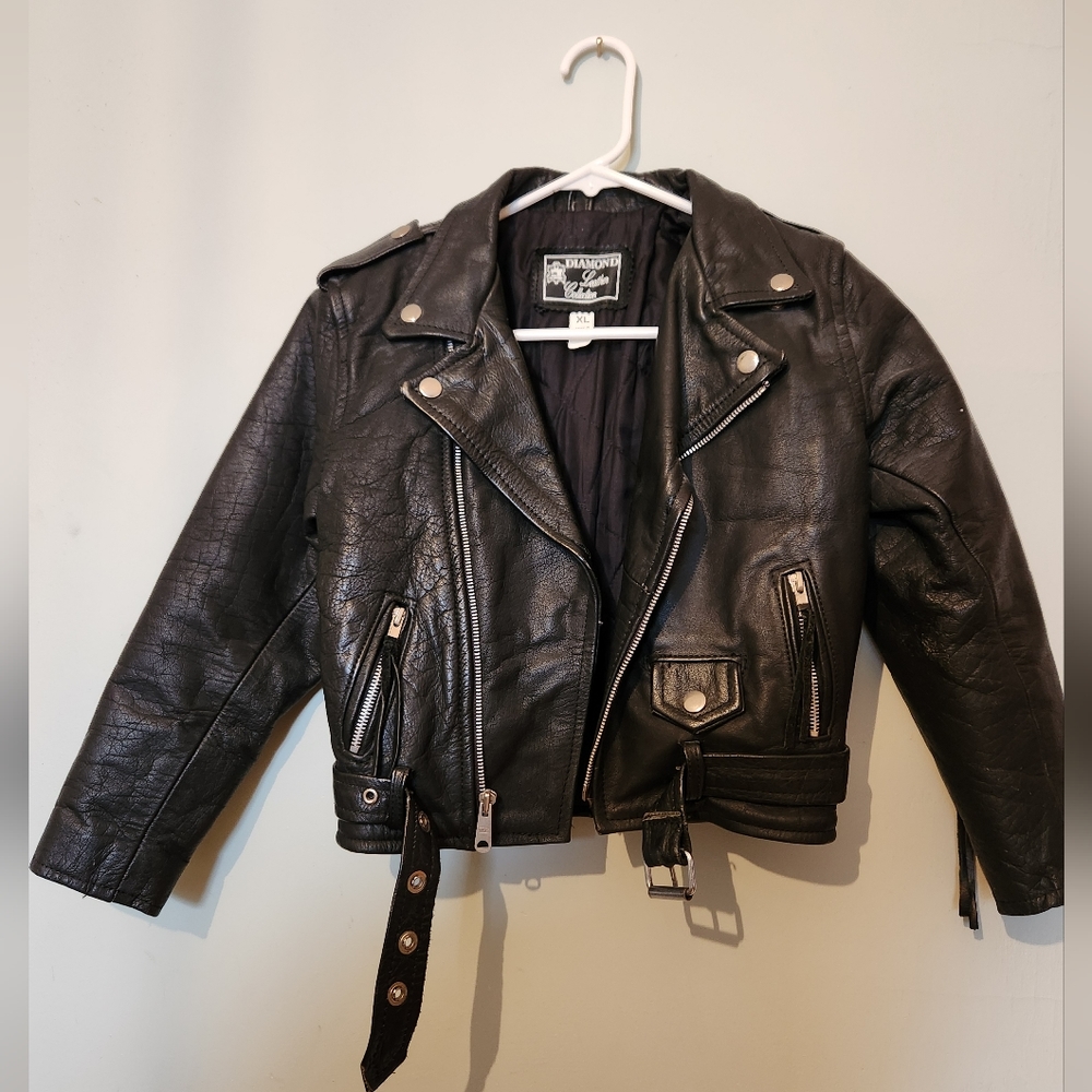 Vintage Leather Moto Jacket Kids XL